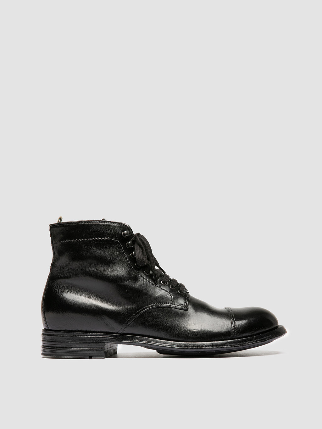 ADMIRAL 010 - Black Leather Lace-up Boots - image 1,side view
