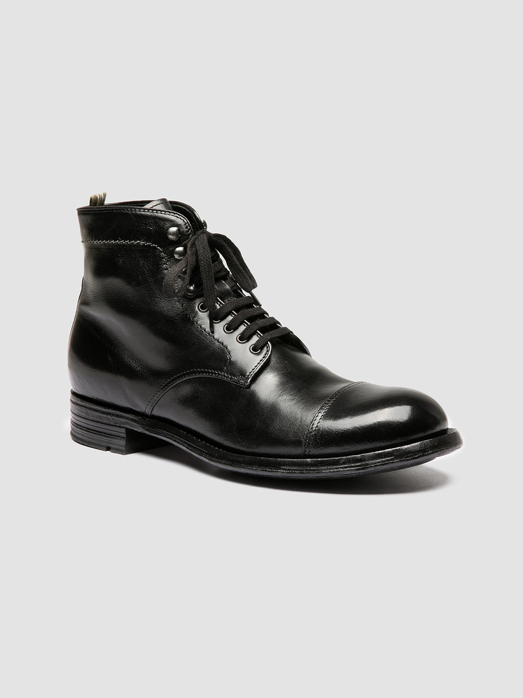 ADMIRAL 010 - Black Leather Lace-up Boots - image 3,side view