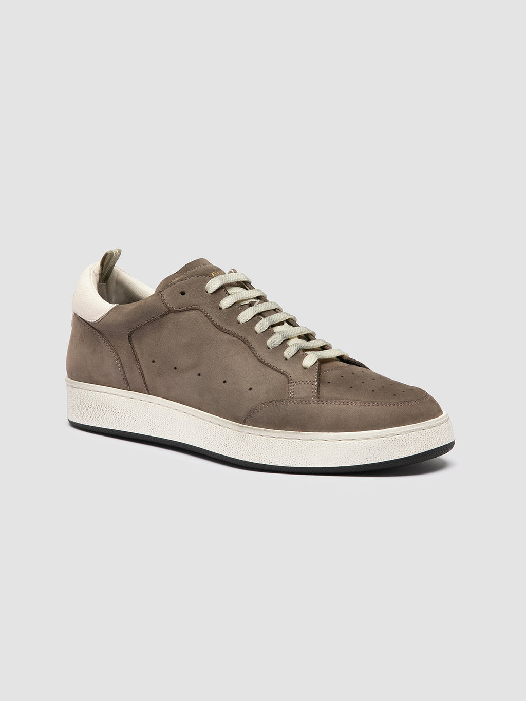 THE ANSWER 002 - Taupe Leather and Suede Sneakers - image 3,side view