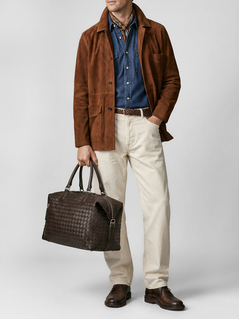 ARMOR 019 - Brown Leather Travel Bag-hover