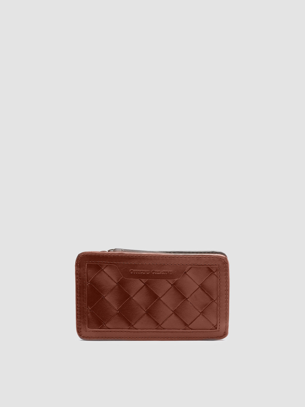BERGE’ 103 - Brown Woven Leather Card Holder - image 1,side view