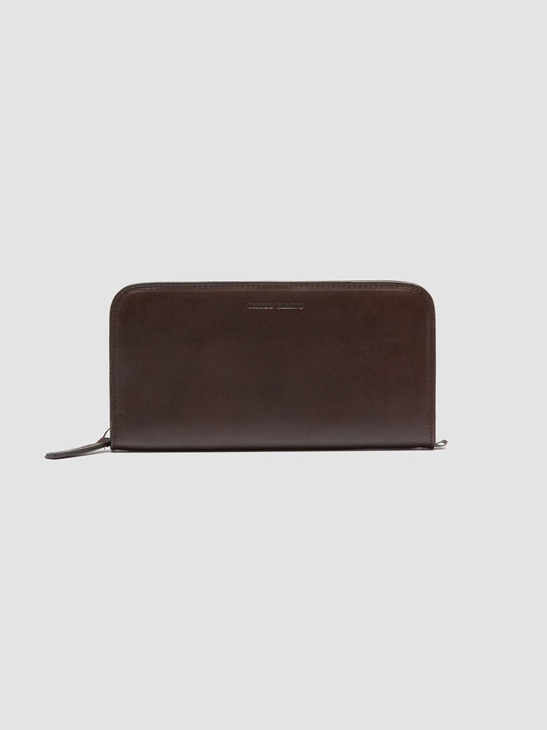 BERGE’ 01 - Dark Brown Zip Around Leather Wallet