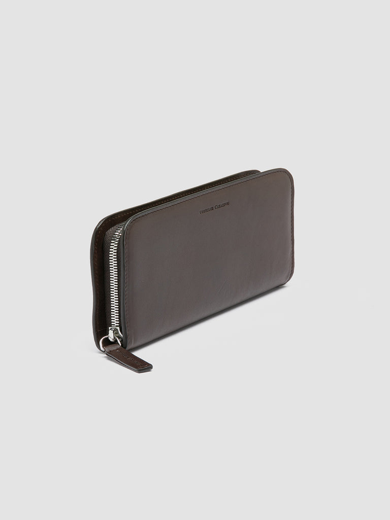BERGE’ 01 - Dark Brown Zip Around Leather Wallet