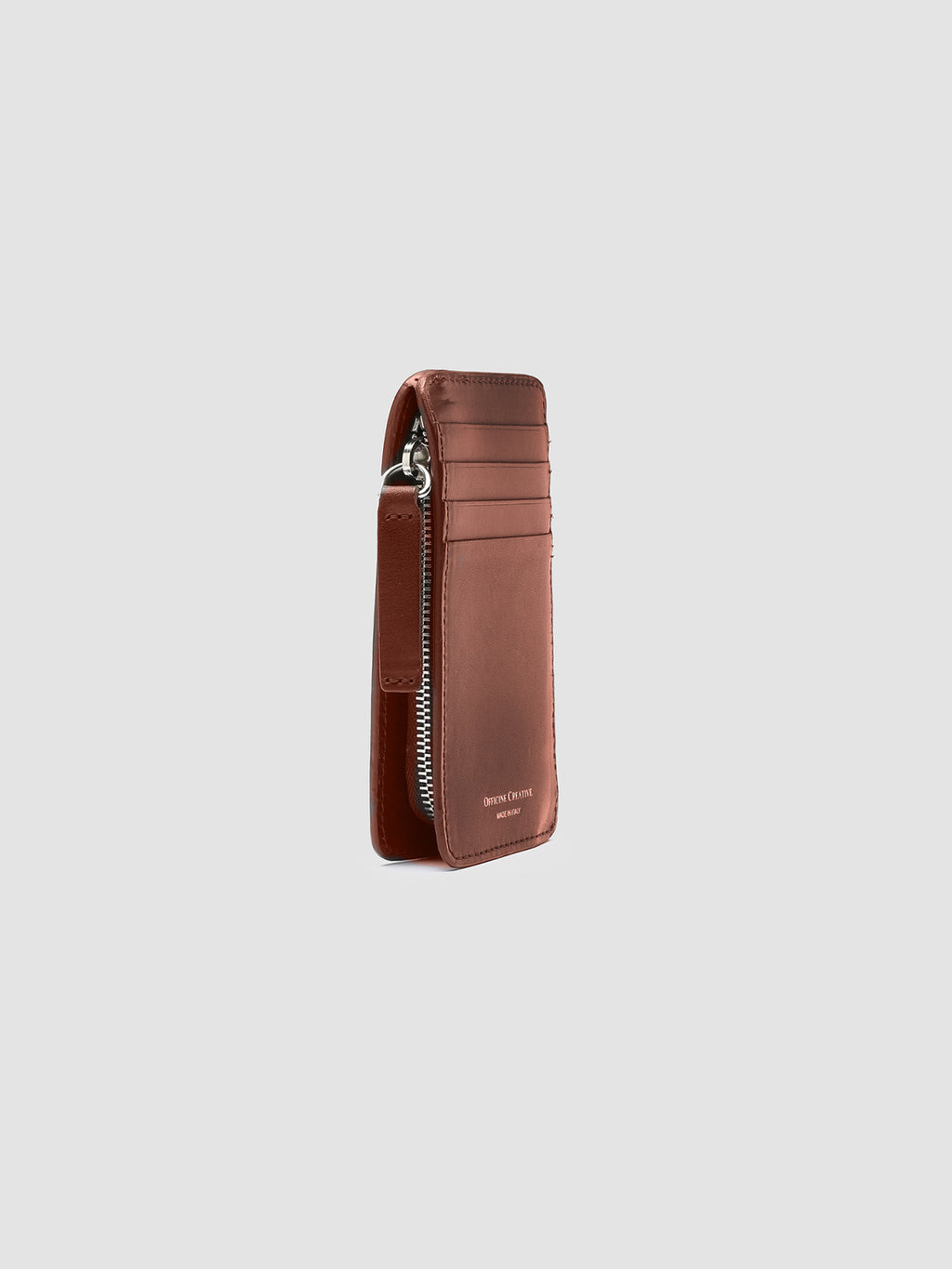 BERGE’ 103 - Brown Woven Leather Card Holder - image 2,side view