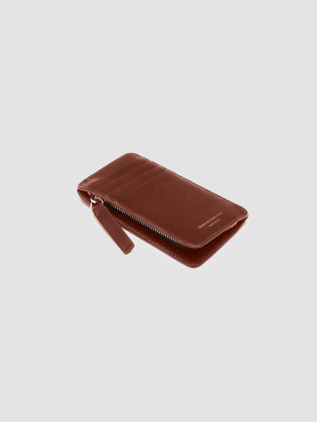BERGE’ 103 - Brown Woven Leather Card Holder - image 4,side view