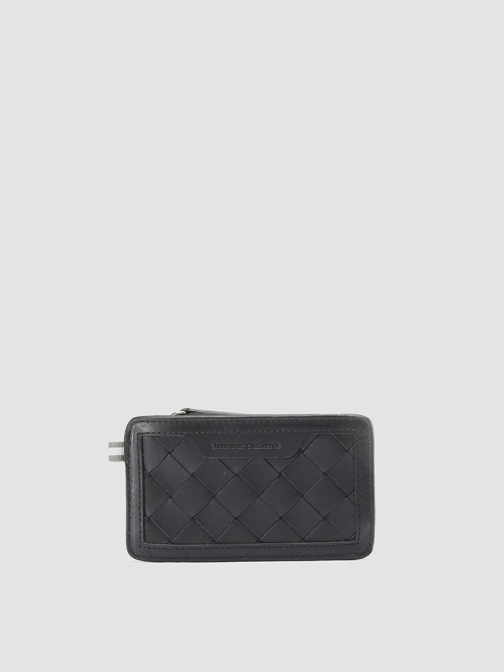 BERGE’ 103 - Black Woven Leather Card Holder - image 1,side view