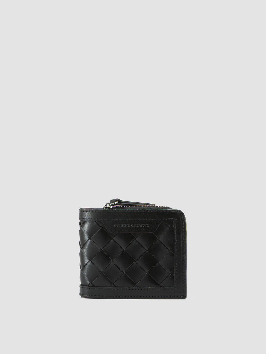 BERGE’ 104 - Schwarze Faltbrieftasche aus gewebtem Leder - image 1,side view