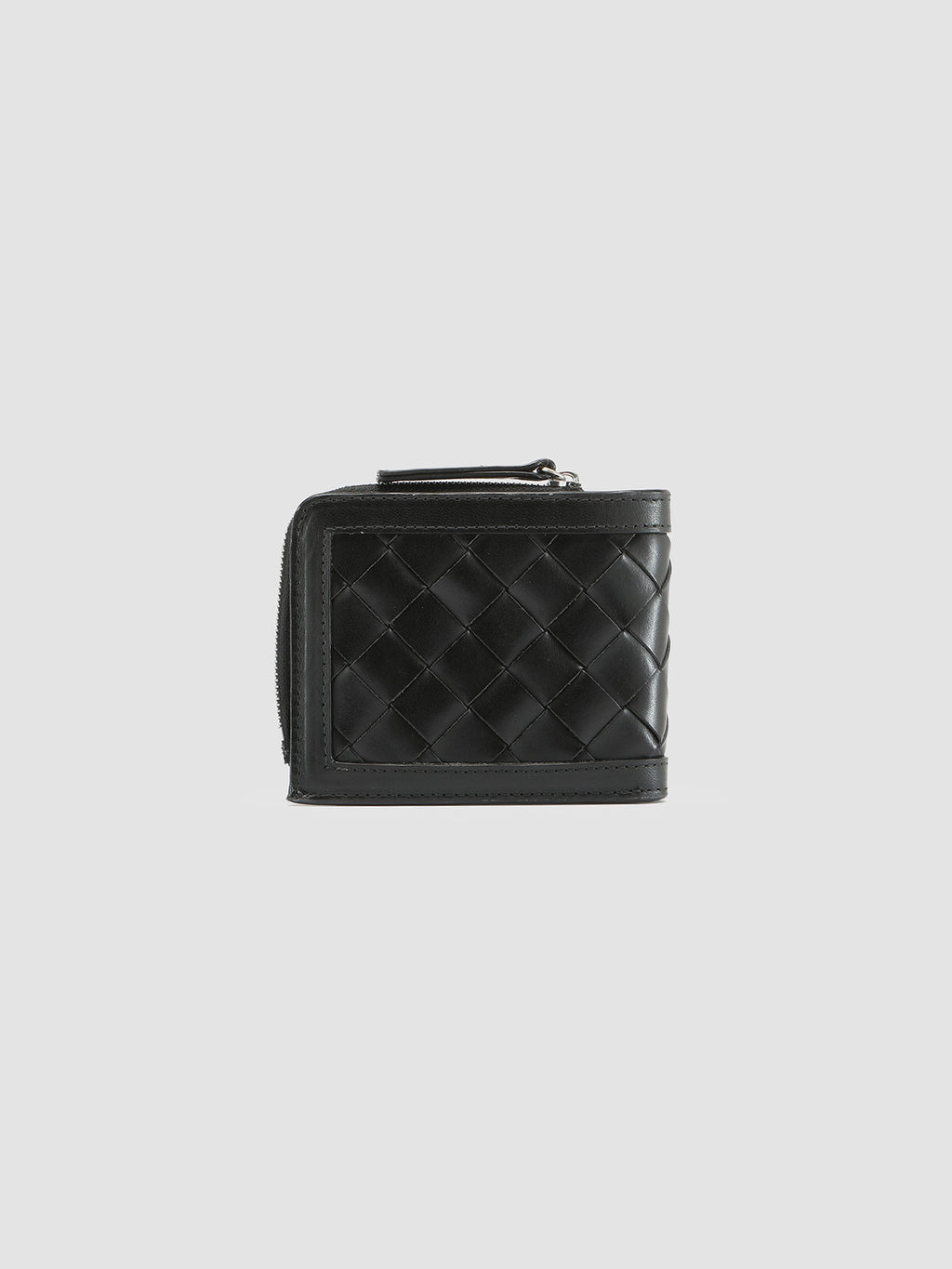 BERGE’ 104 - Schwarze Faltbrieftasche aus gewebtem Leder - image 3,side view