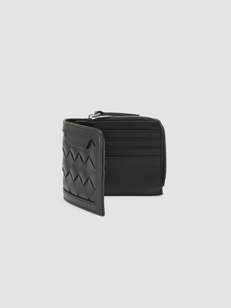 BERGE’ 104 - Black Woven Leather Bifold Wallet Officine Creative - 4