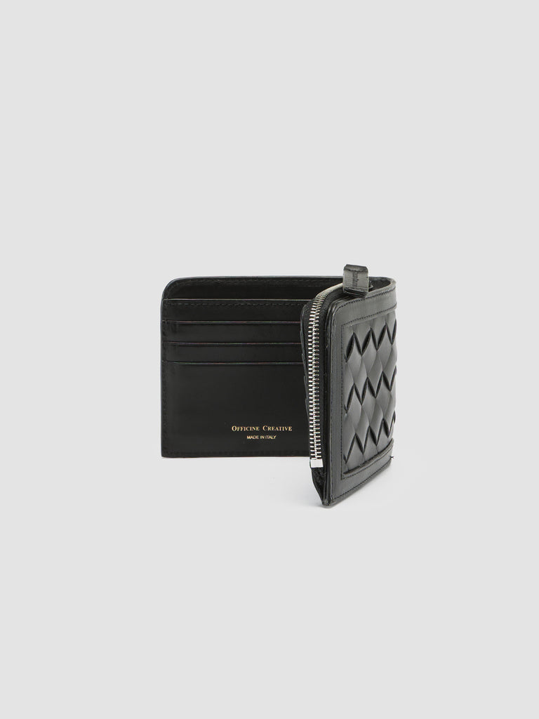 BERGE’ 104 - Black Woven Leather Bifold Wallet Officine Creative - 5