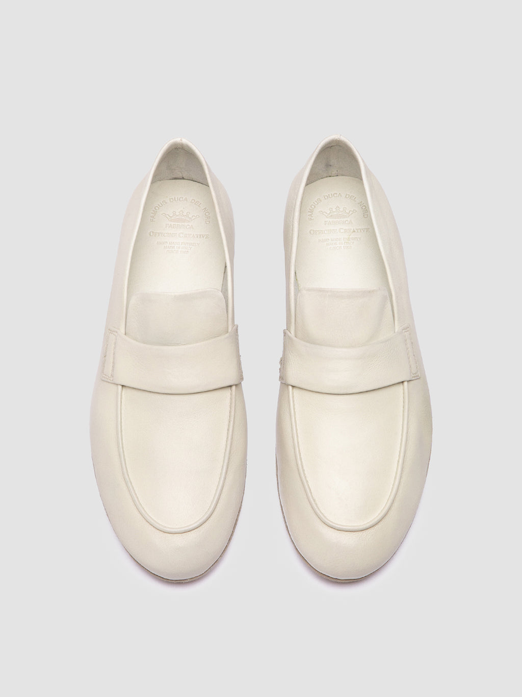 BLAIR DD 001 - White Leather Penny Loafers - image 2,side view
