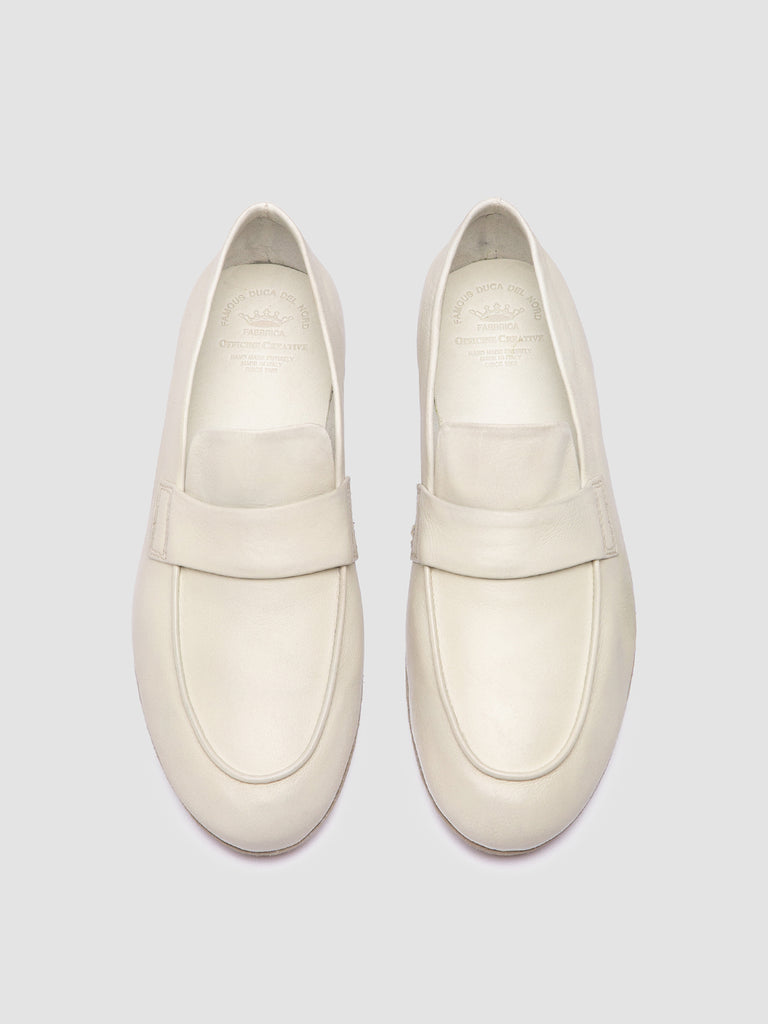 BLAIR DD 001 - White Leather Penny Loafers-hover