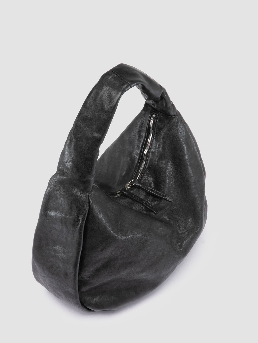 BOLINA 048 - Black Leather Shoulder Bag - image 2,side view
