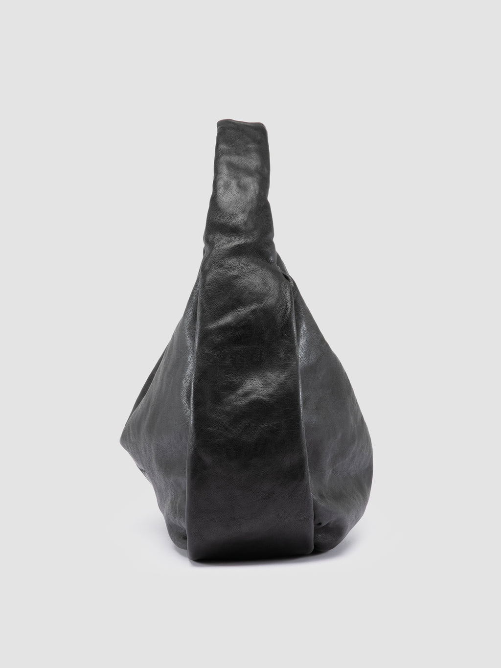 BOLINA 048 - Black Leather Shoulder Bag - image 3,side view