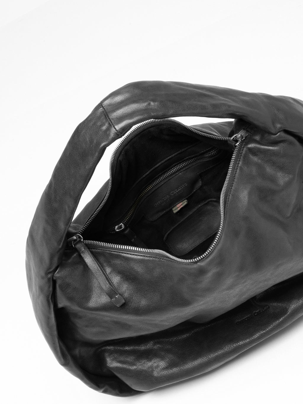 BOLINA 048 - Black Leather Shoulder Bag - image 6,side view