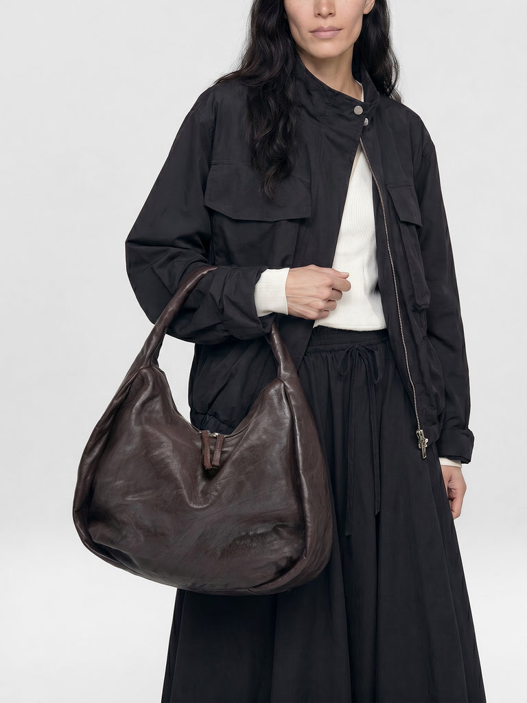 BOLINA 048 - Brown Leather Shoulder Bag-hover