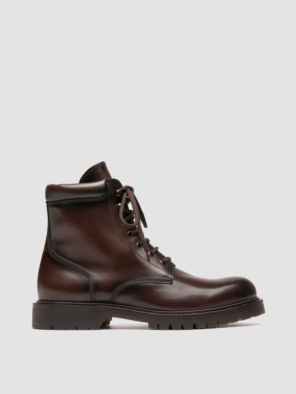 BOSS 002 - Brown Leather Lace Up Boots - image 1,side view