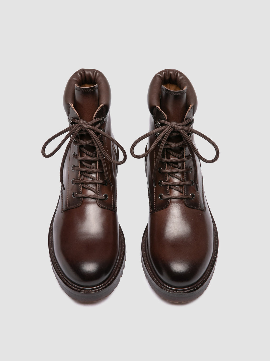 BOSS 002 - Brown Leather Lace Up Boots - image 2,side view
