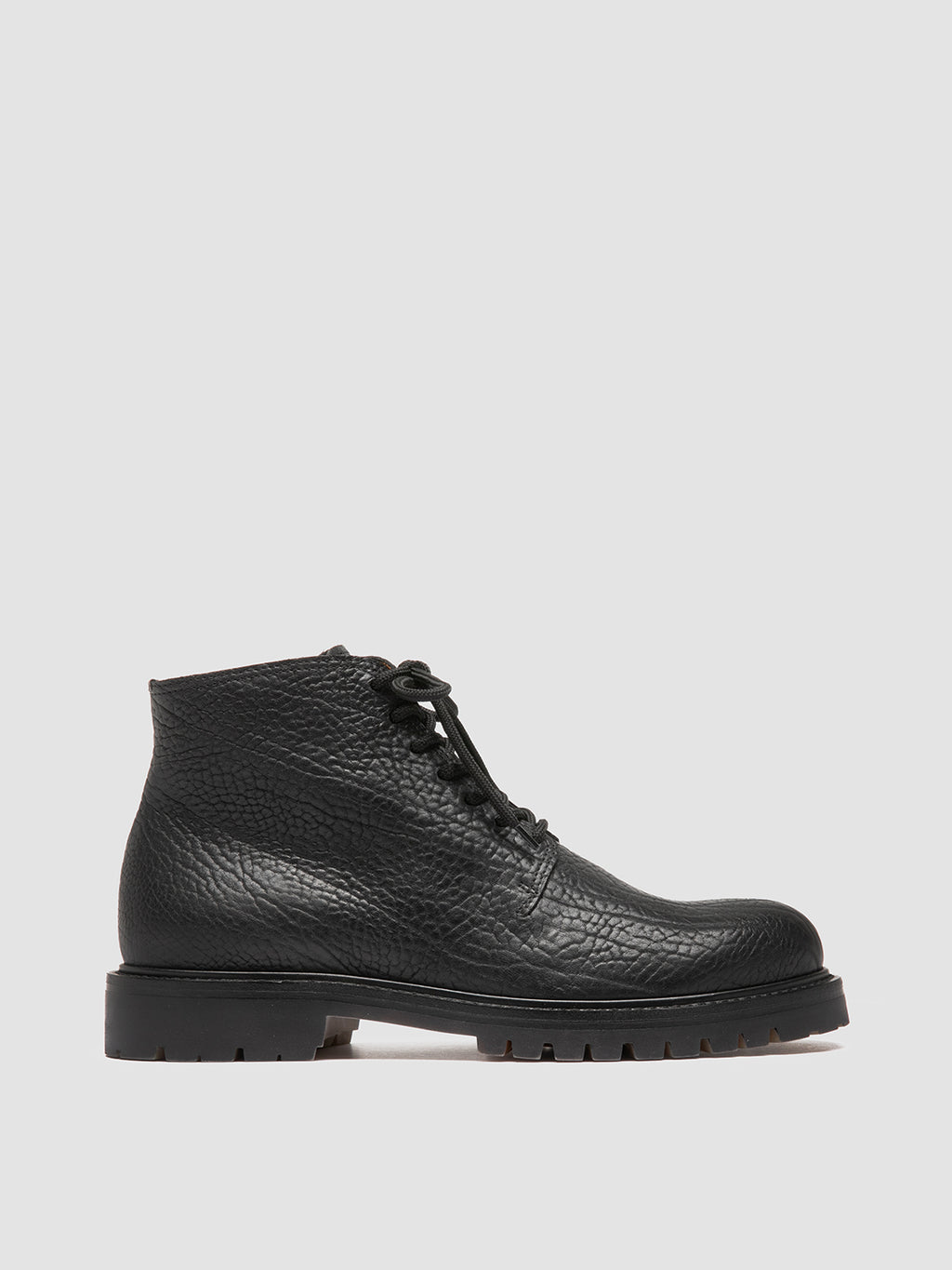 BOSS 011 - Black Leather Lace-up Boots - image 1,side view