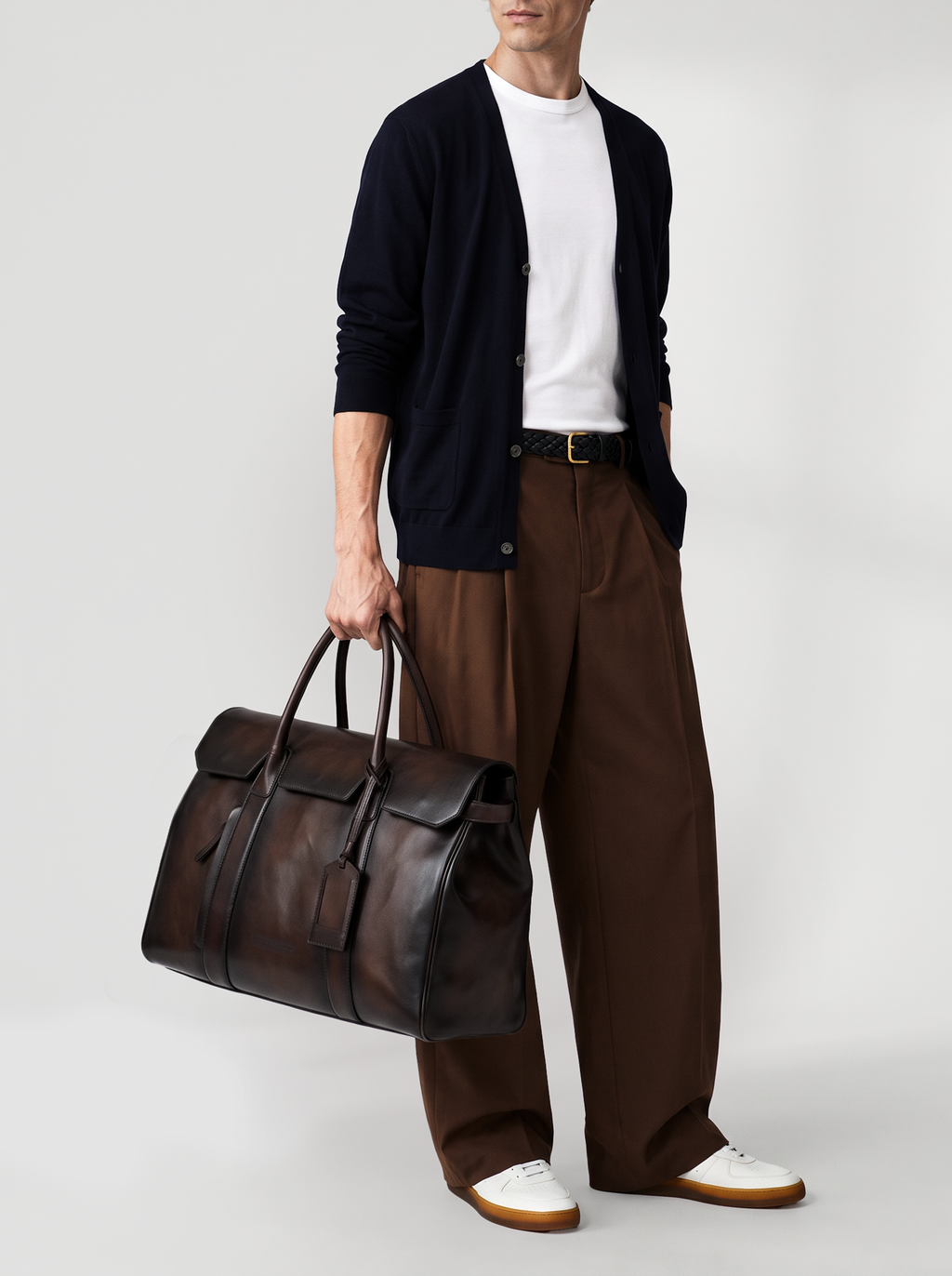 BOSTONIAN 001 - Braune Reisetasche aus Leder - image 2,side view