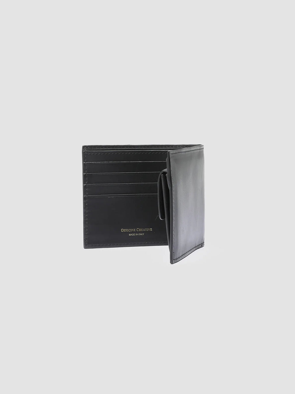 BOUDIN 02 - Black Leather Bifold Wallet - image 3,side view