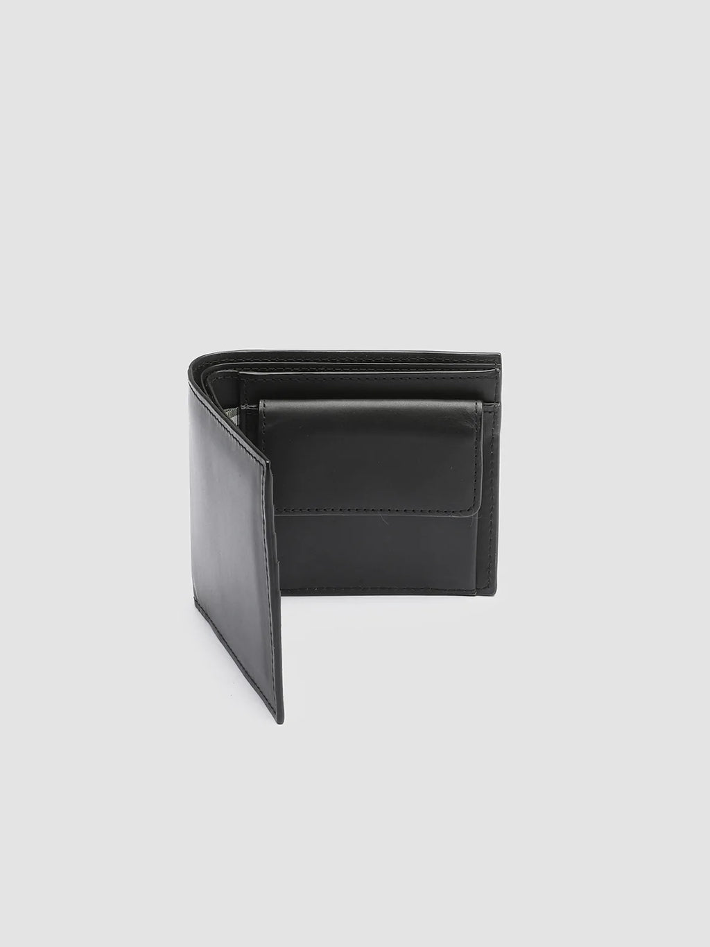 BOUDIN 02 - Black Leather Bifold Wallet - image 4,side view