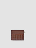 BOUDIN 122 - Brown Woven Leather Card Holder - thumb image 1,side view