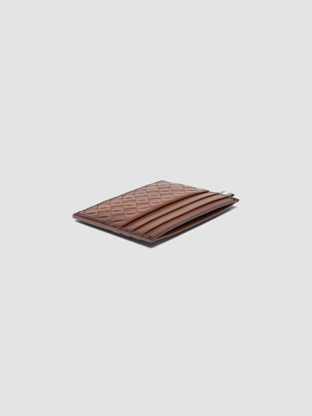 BOUDIN 122 - Brown Woven Leather Card Holder - image 3,side view