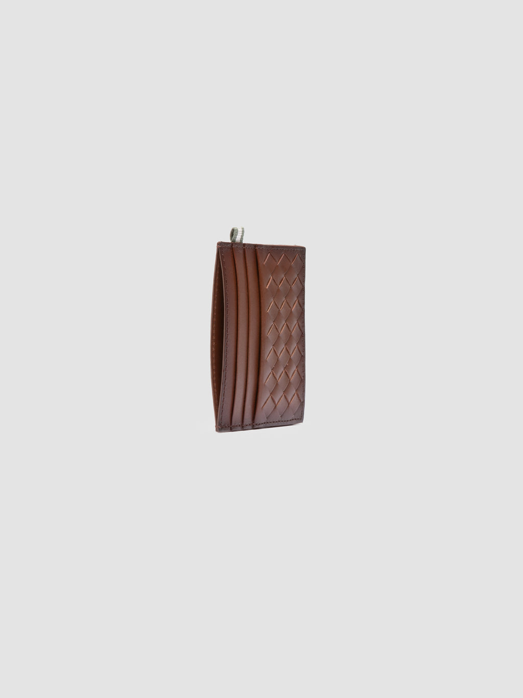 BOUDIN 122 - Brown Woven Leather Card Holder - image 4,side view