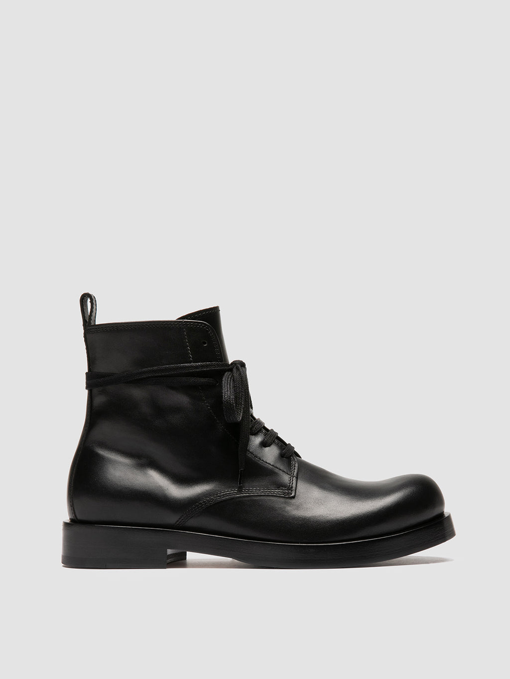 BULLA 002 - Black Leather Lace-up Boots - image 1,side view