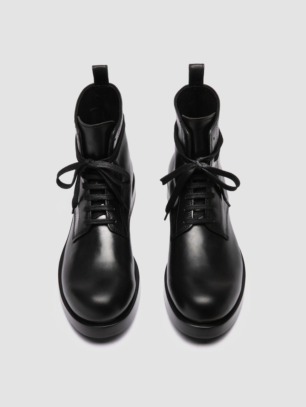 BULLA 002 - Black Leather Lace-up Boots - image 2,side view
