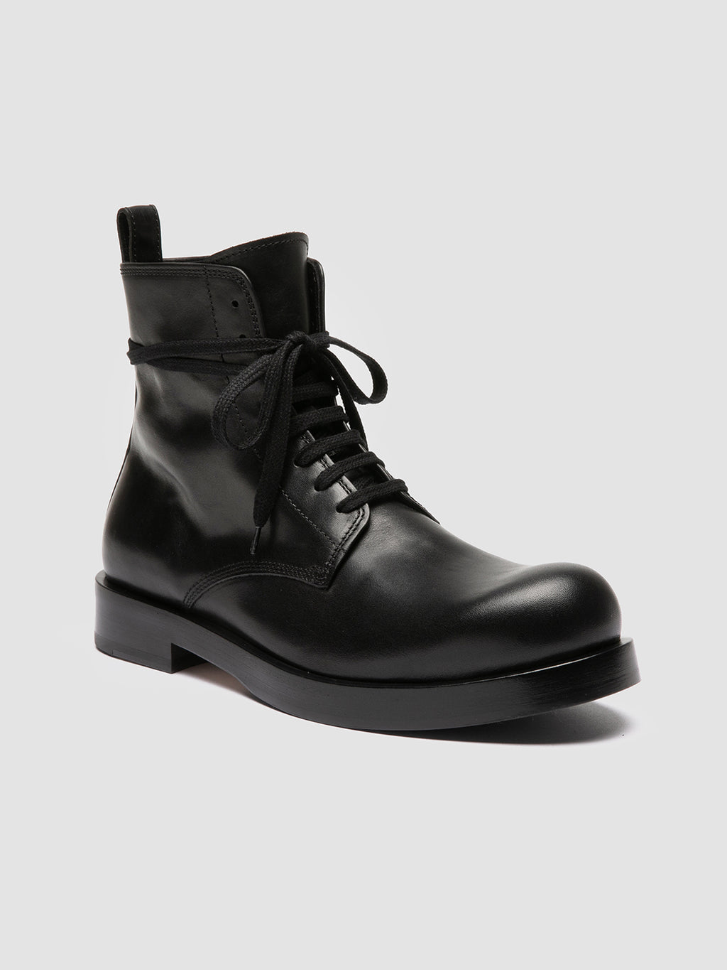 BULLA 002 - Black Leather Lace-up Boots - image 3,side view