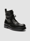 BULLA 002 - Black Leather Lace-up Boots - thumb image 3,side view