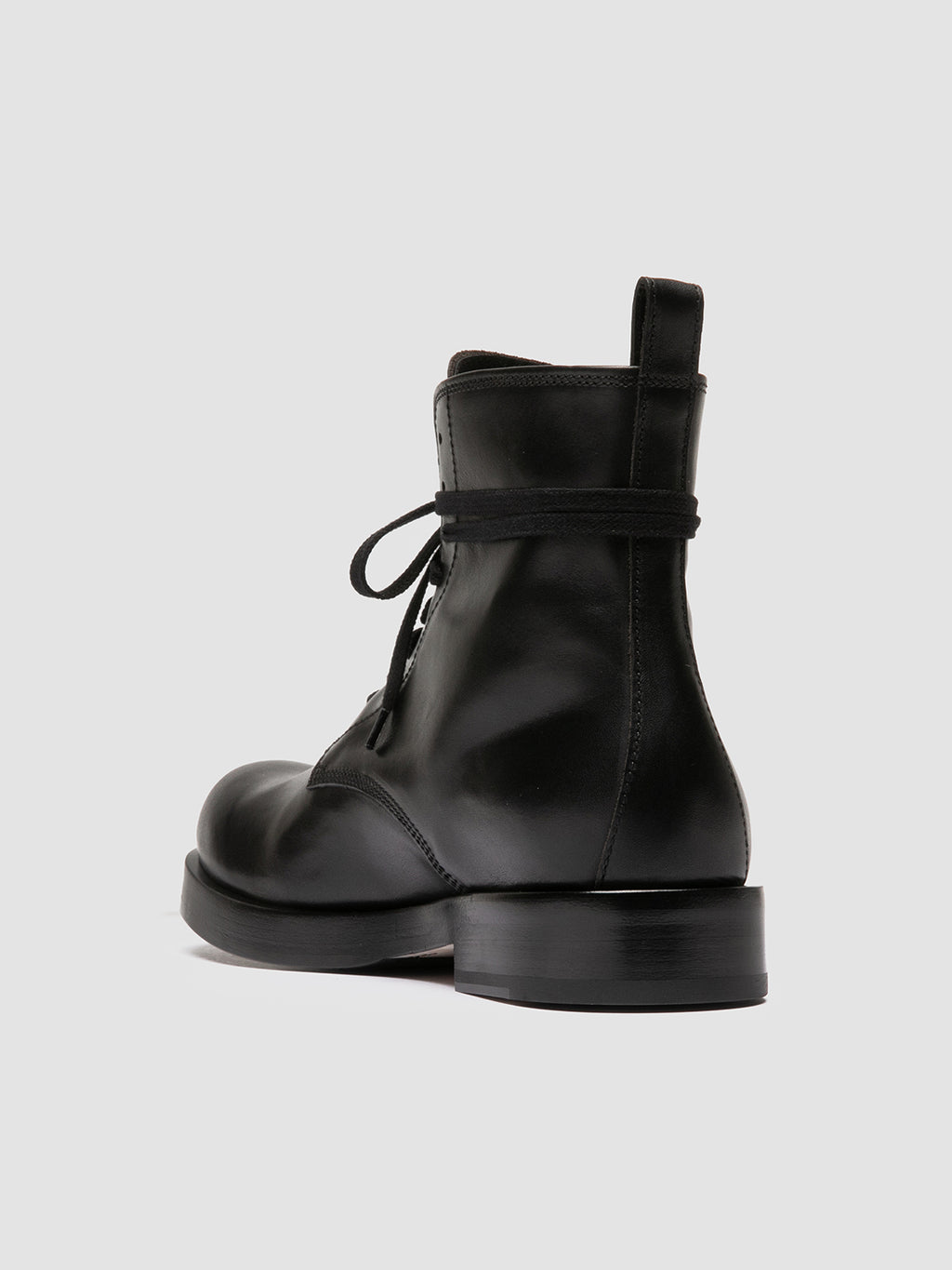 BULLA 002 - Black Leather Lace-up Boots - image 4,side view