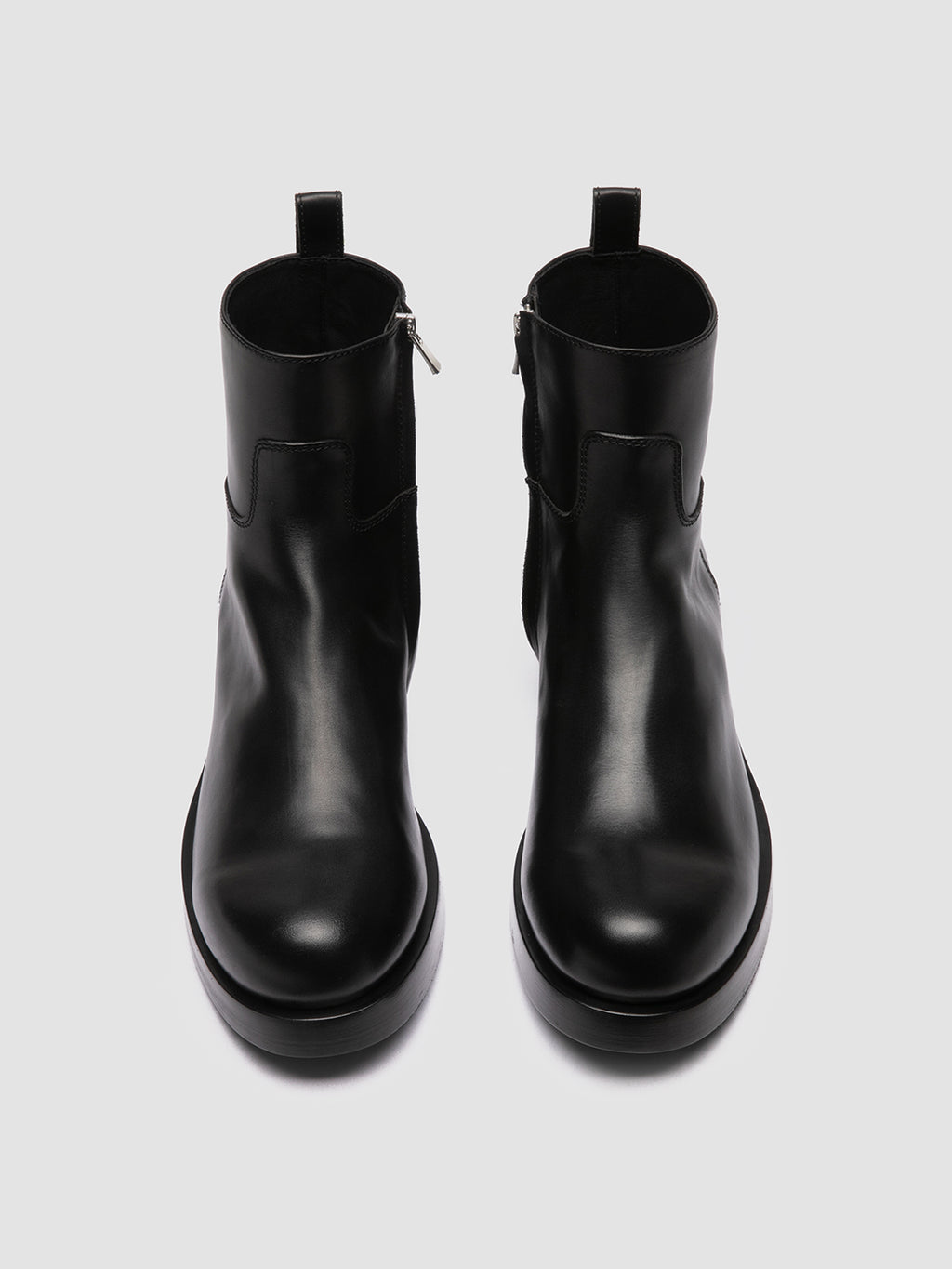 BULLA 003 - Black Leather Zipped Boots - image 2,side view