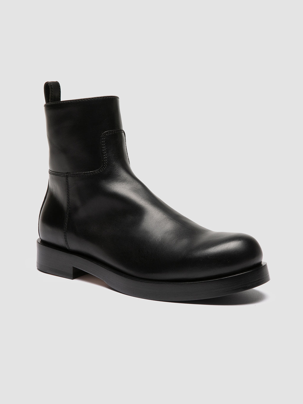 BULLA 003 - Black Leather Zipped Boots - image 3,side view