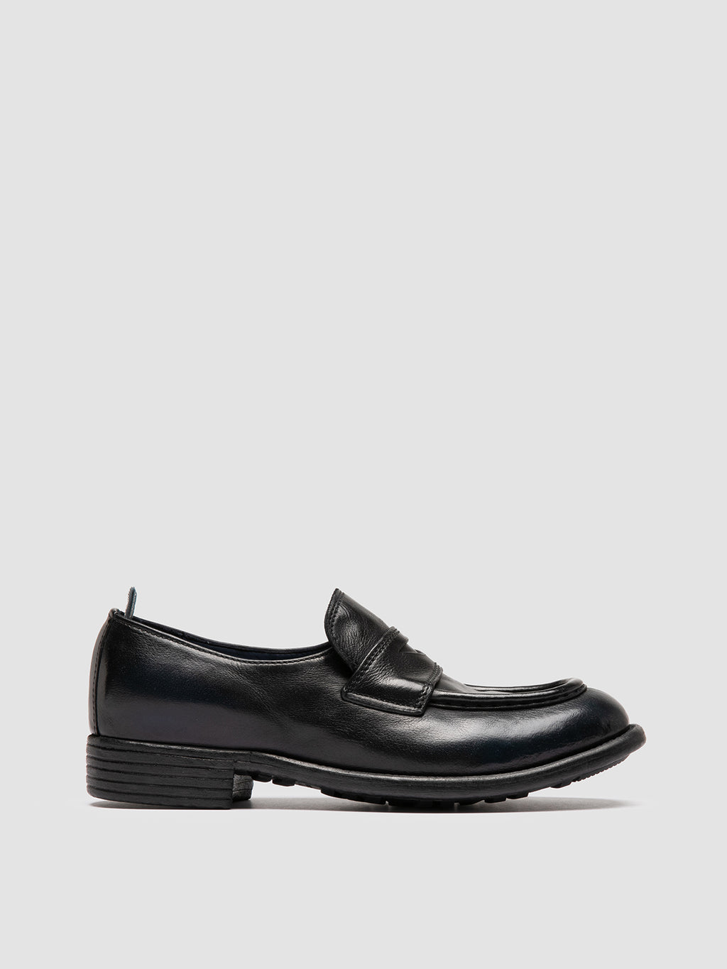 CALIXTE 020 - Navy Leather Penny Loafers - image 1,side view