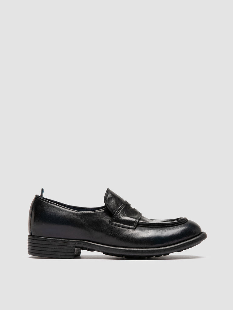 CALIXTE 020 - Navy Leather Penny Loafers