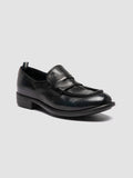 CALIXTE 020 - Navy Leather Penny Loafers - thumb image 3,side view