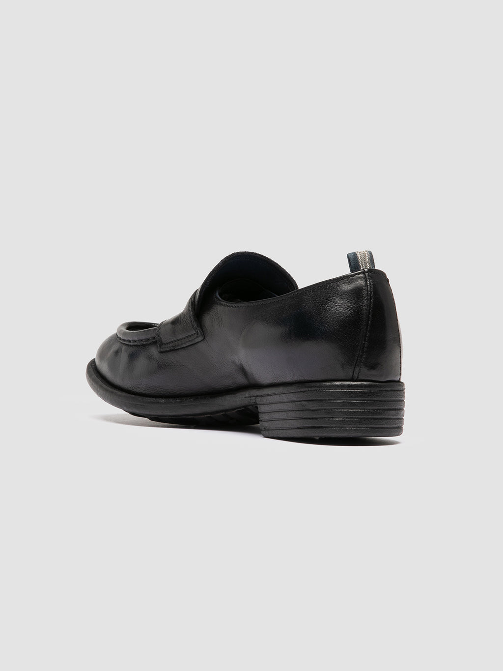 CALIXTE 020 - Navy Leather Penny Loafers - image 4,side view
