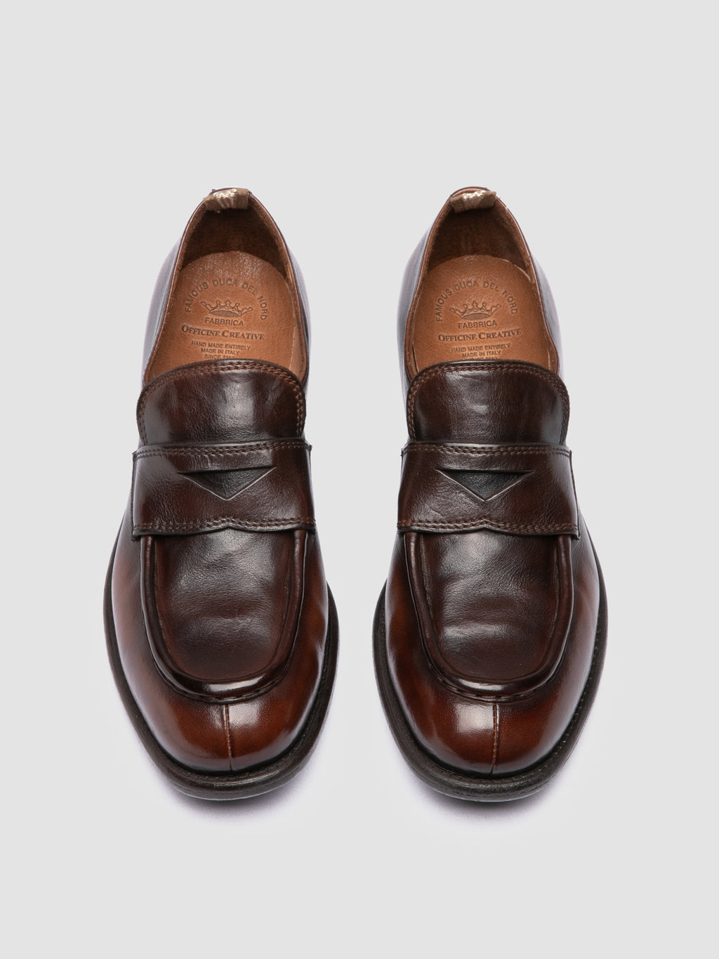 CALIXTE 020 - Brown Leather Penny Loafers - image 2,side view