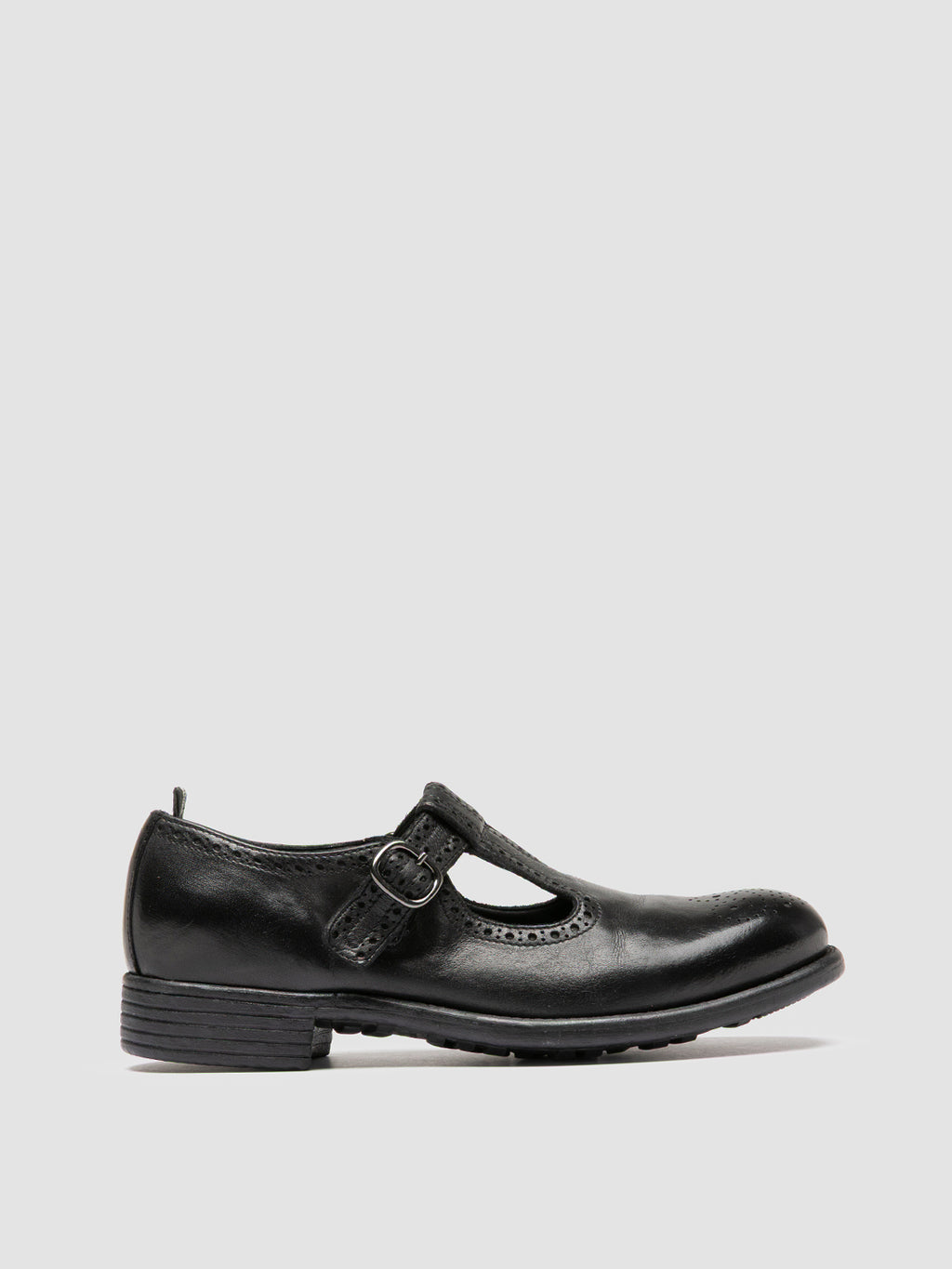 CALIXTE 071 - schwarze Lederschuhe mit T-Steg - image 1,side view