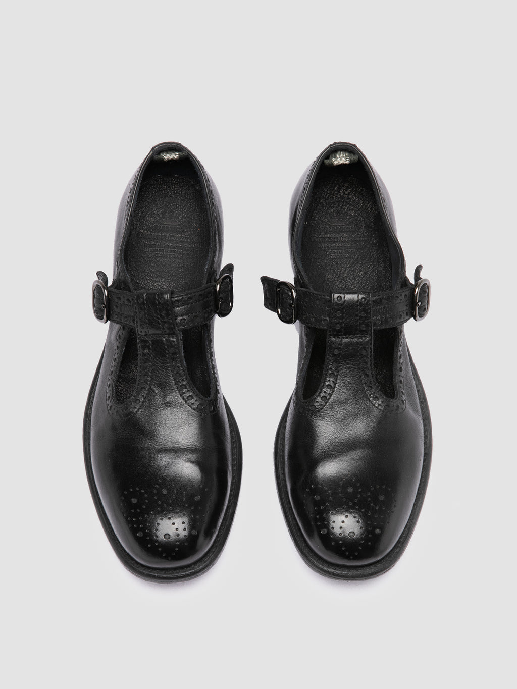 CALIXTE 071 - schwarze Lederschuhe mit T-Steg - image 2,side view