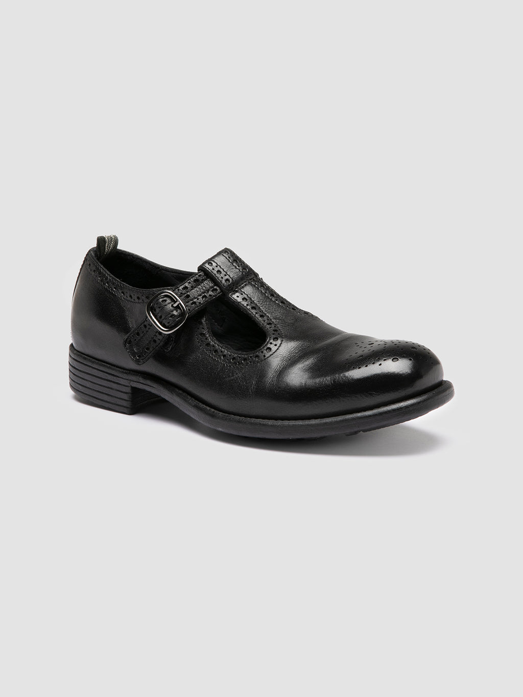 CALIXTE 071 - schwarze Lederschuhe mit T-Steg - image 3,side view