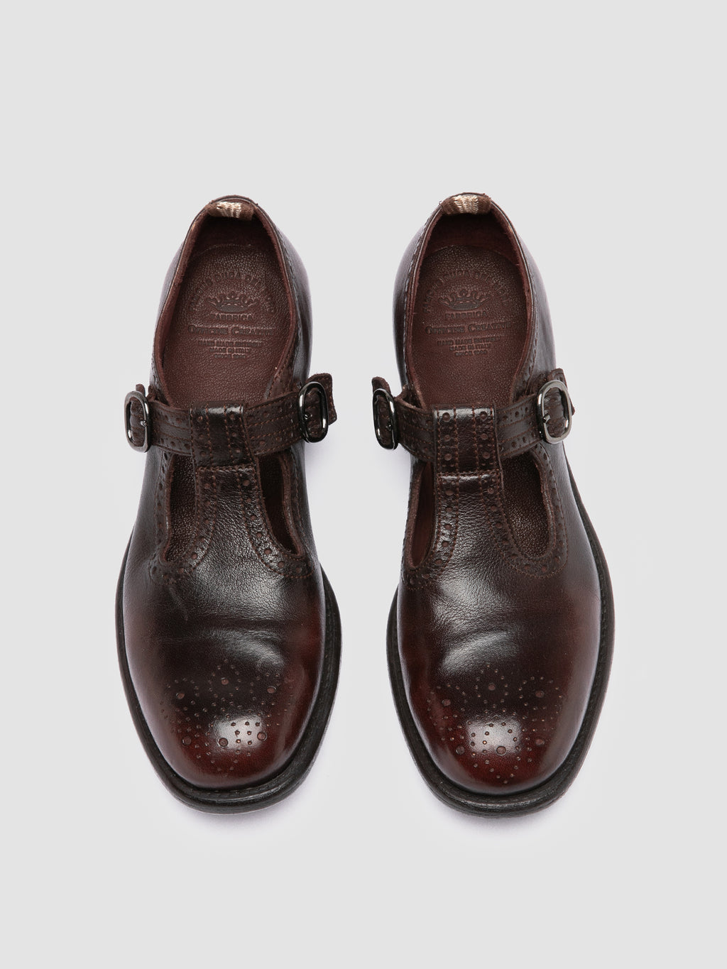 CALIXTE 071 - braune Lederschuhe mit T-Steg - image 2,side view