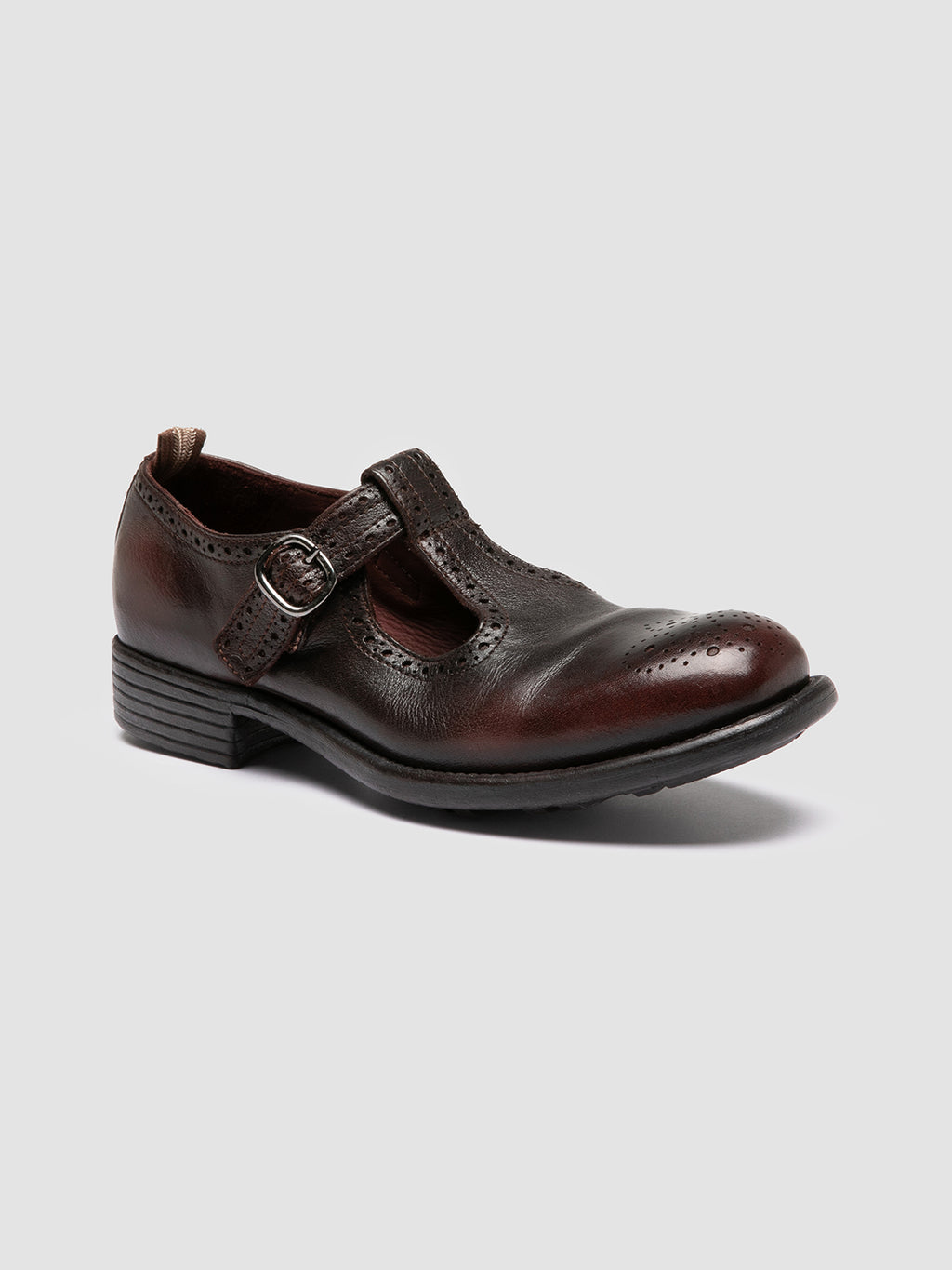 CALIXTE 071 - braune Lederschuhe mit T-Steg - image 3,side view