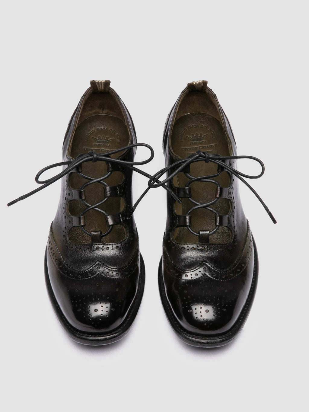 CALIXTE 084 - Green Leather Oxford Shoes - image 2,side view