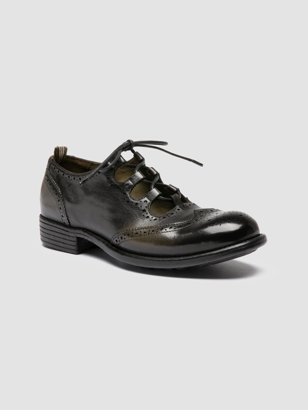 CALIXTE 084 - Green Leather Oxford Shoes - image 3,side view