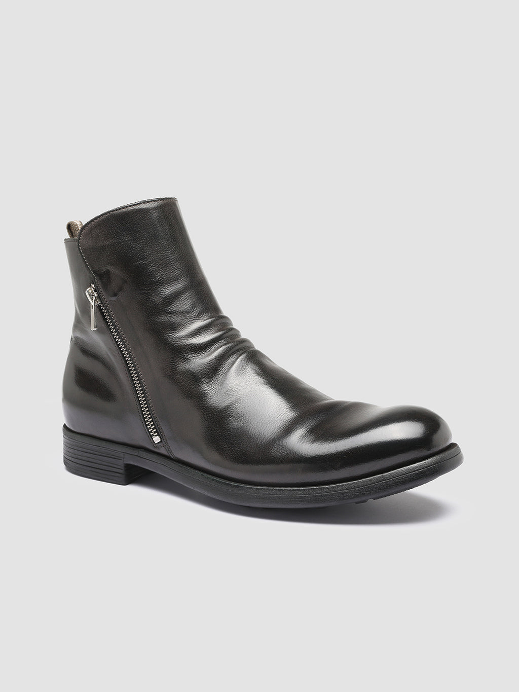 CHRONICLE 042 - Grey Leather Ankle Boots - image 3,side view