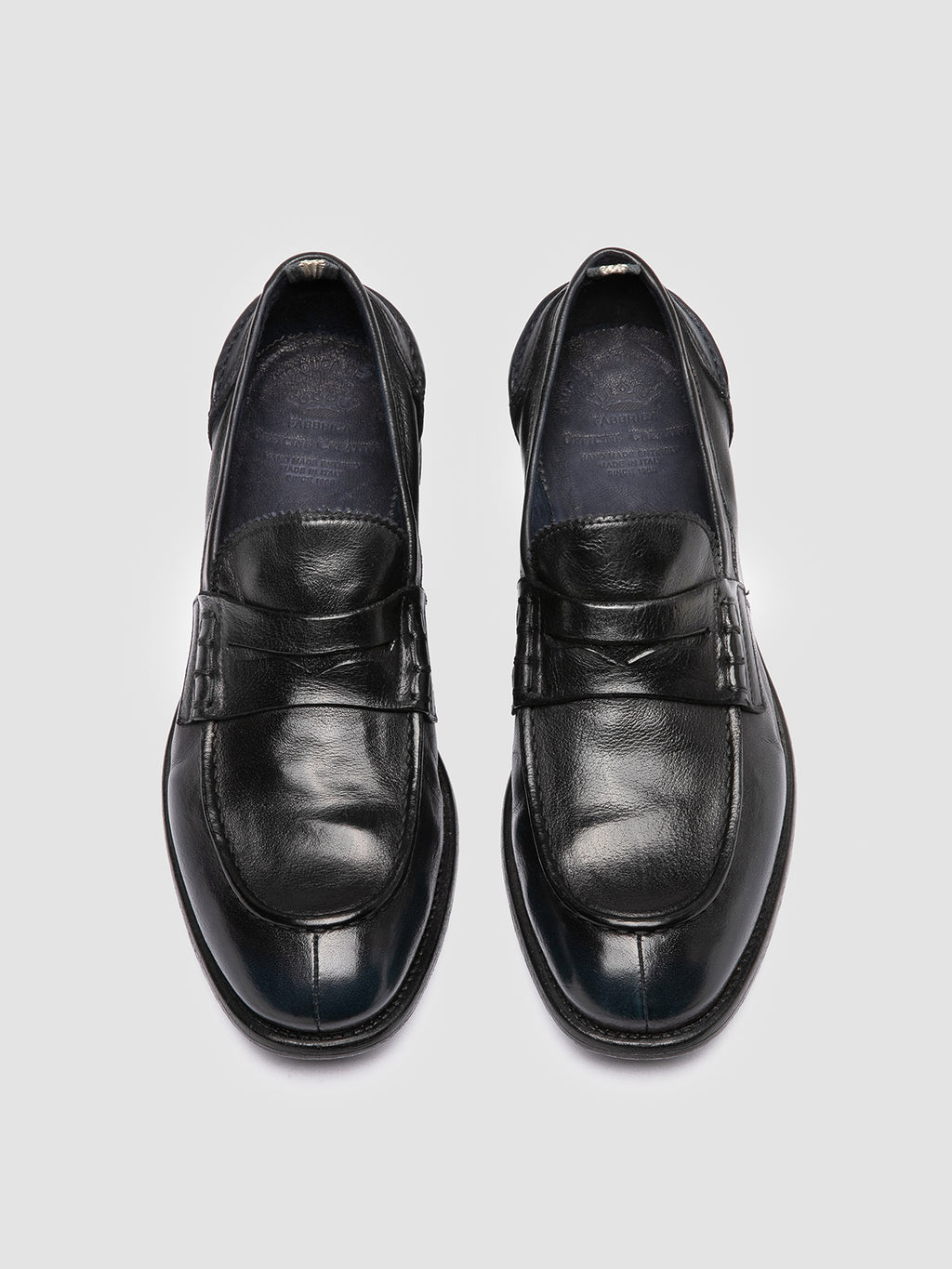 CHRONICLE 144 - Navy Leather Penny Loafers - image 2,side view